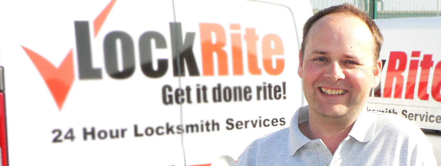 Fawley locksmith stood beside LockRite branded van