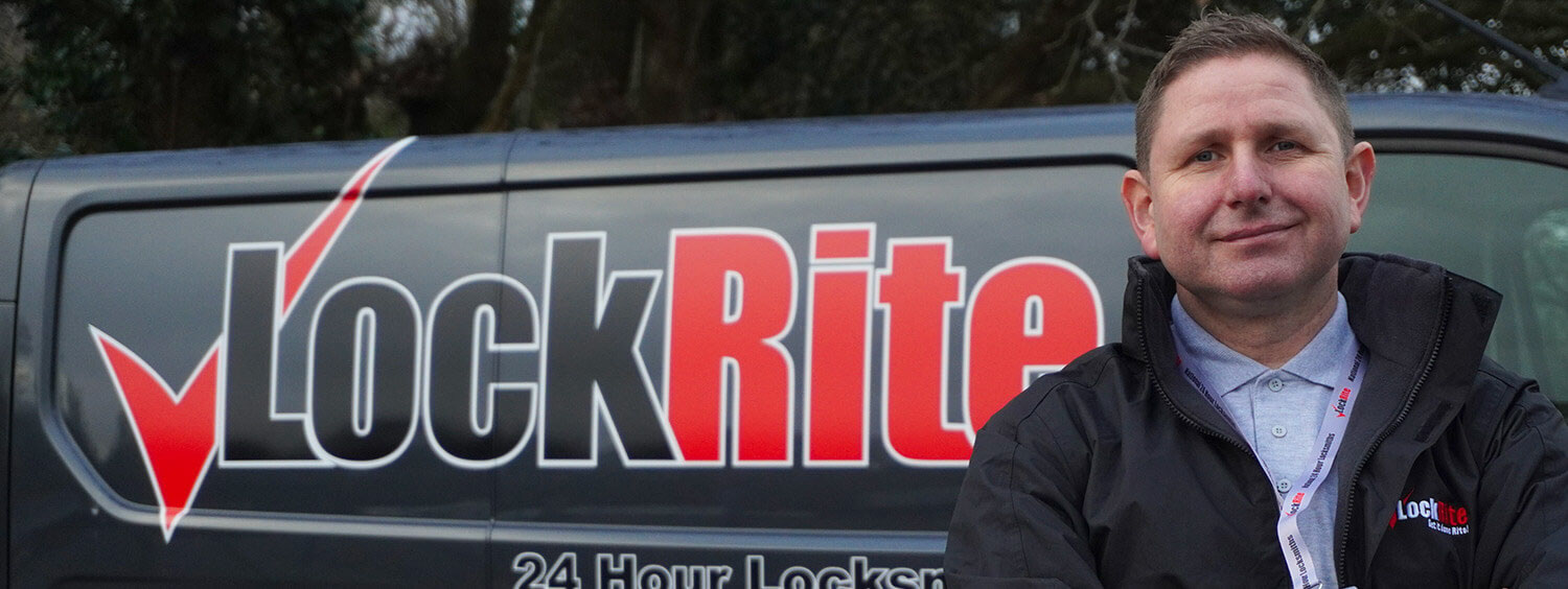 Jarrow locksmith stood beside LockRite branded van